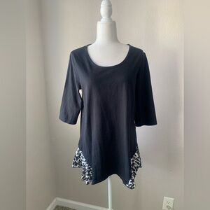 Blair Black Tunic with White Animal Print